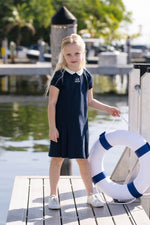 Analogie Short Sleeve Pique Dress - Navy