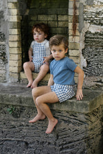 Analogie Gingham Pull on Shorts - Bright Blue