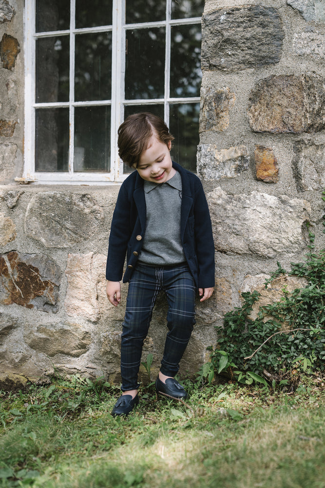 Analogie Crest Knit Blazer - Navy