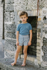 Analogie Gingham Pull on Shorts - Bright Blue
