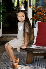 Analogie Short Sleeve Taupe Flower Dress