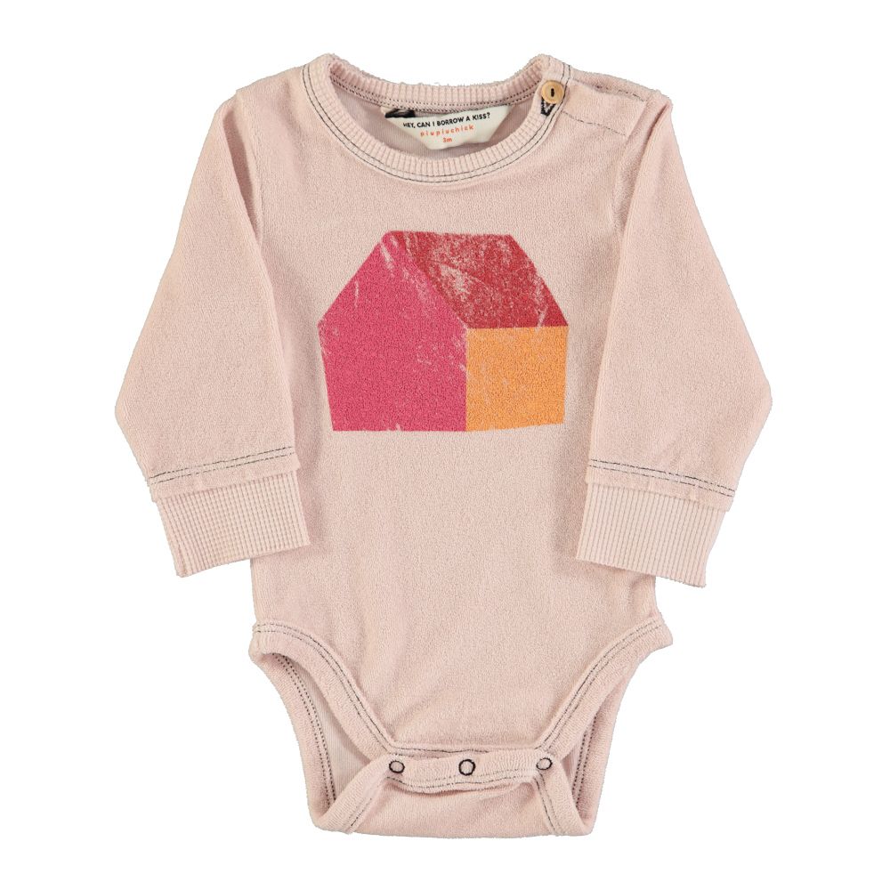 Piupiuchick Baby Bodysuit - Light Pink Multicolor House