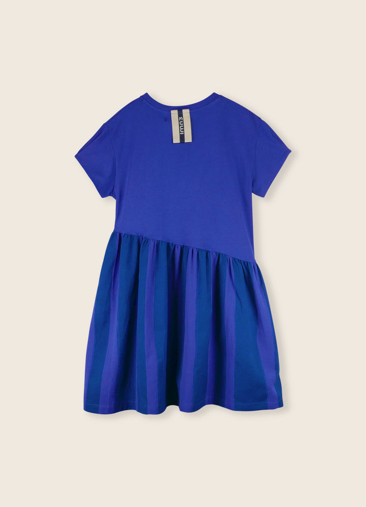 LMN3 Asymmetric Dress - Baja Blue Stripes