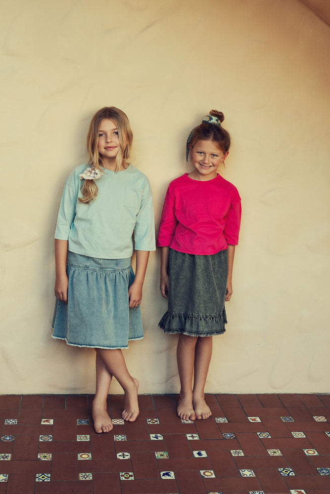 Teela Drop Waist Denim Skirt