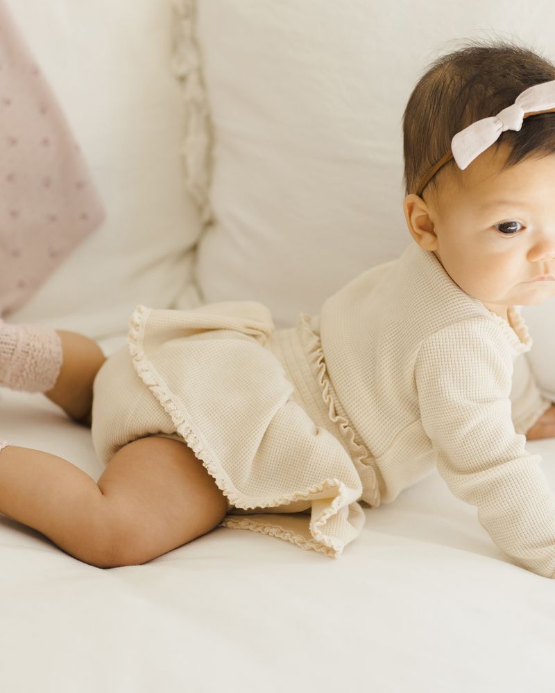 Quincy Mae Waffle Bodysuit Bloomer Set - Natural