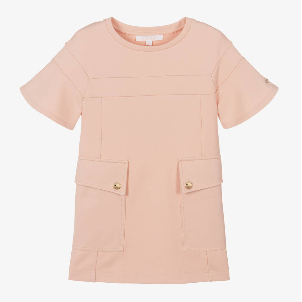 pink cargo dress CHLOE-Girls Pink Logo Dress