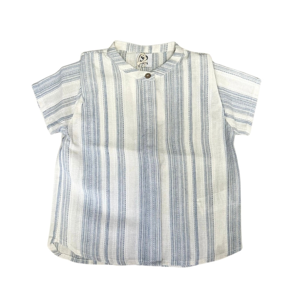 Noma Shoulder Pleat Striped Shirt - Light Blue
