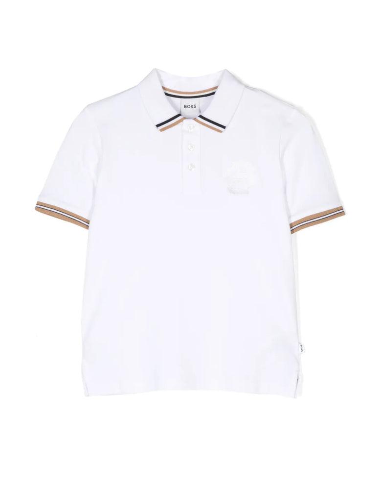 Hugo Boss Double B Embroidered Polo - White