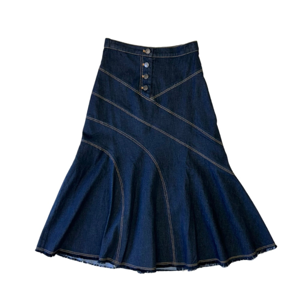 Teela Tiered Denim Maxi Skirt - Black