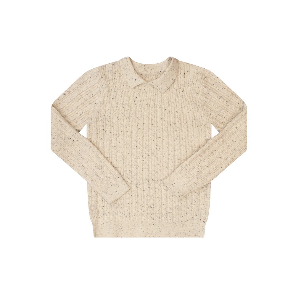 Klai Polo Cable Sweater - Oatmeal