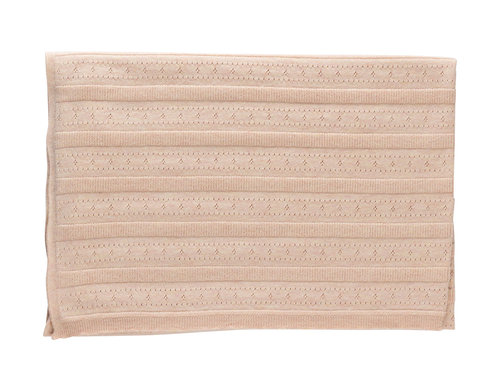 Kipp Pointelle Stripe Knit Blanket - Pink