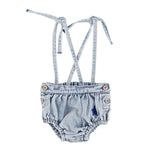 Piupiuchick Baby Bloomer with Straps - Washed Blue Denim