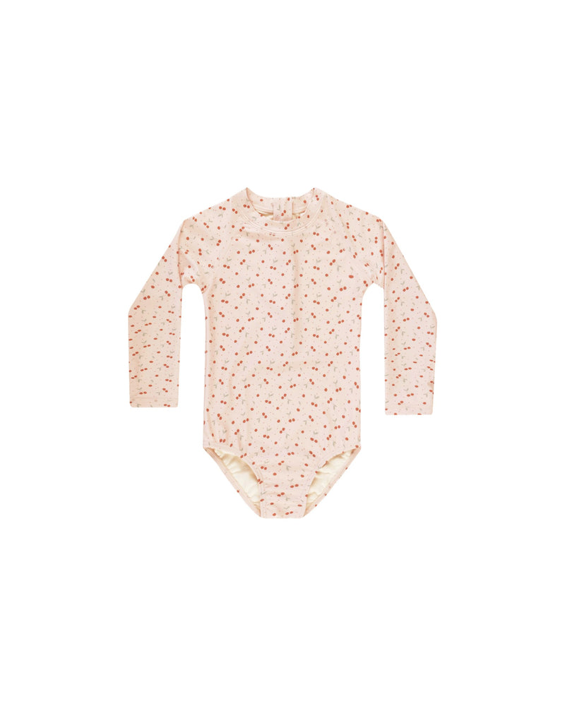 Rylee + Cru Daphne Rashguard Swimsuit - Cherries