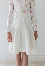 Steph the Label Lace Trim Denim Skirt - White