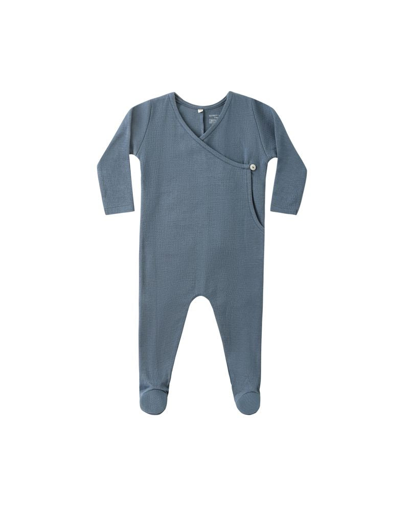 Quincy Mae Pointelle Wrap Footie - Ocean