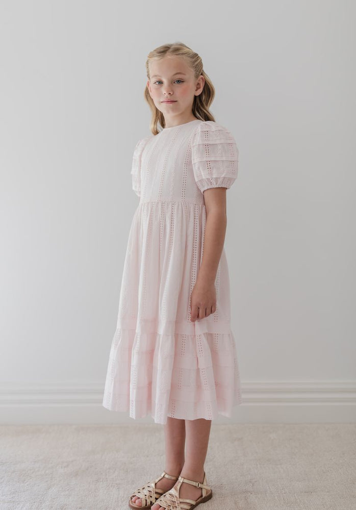 pink petite dress Petite Amalie Broderie Trellis Dress