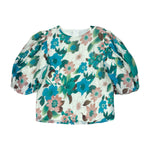 Teela Puff Blouse - Teal Floral