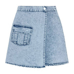 Teela Structure Denim Wrap Skirt - Stonewash