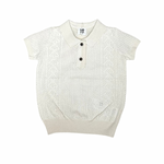 Noma Solid Pointelle Collared Knit - Ivory