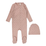 Lilette Printed Wrapover Footie Set - Scattered Branch Pink