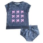 Teela Bow Baby Girl Set - Grey