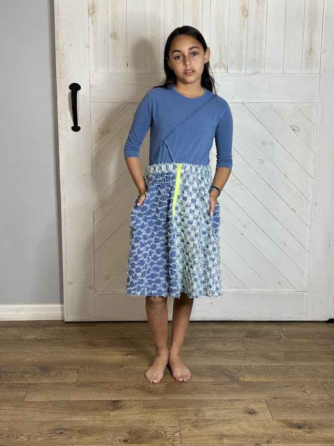 We The Kids Neon Zipper Jean Skirt