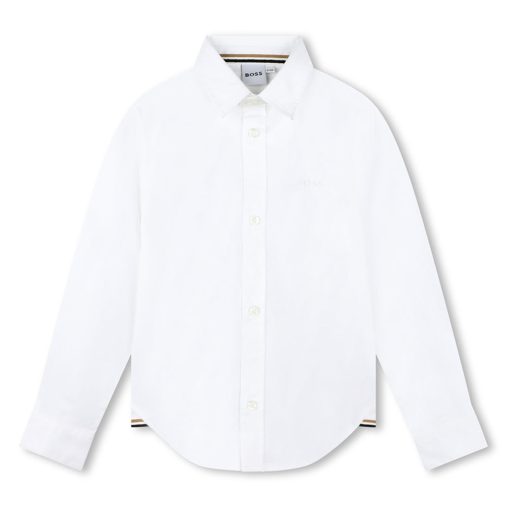 hugo boss white dress shirt Red Label Men's Valerio Solid Modern Fit Streamline your sophisticated look with the refined slim fit and sleek black tone of this stylish dress shirt from Hugo. BOSS Slim-fit shirt in stretch