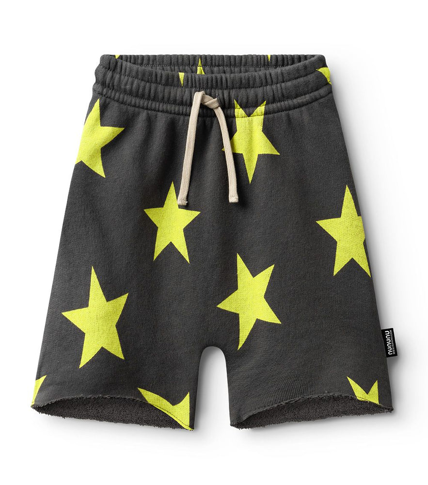 Nununu Rounded Sweatshorts - Graphite/Lime Stars