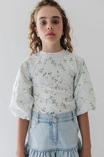Steph the Label Lace Trim Denim Skirt - Light Blue
