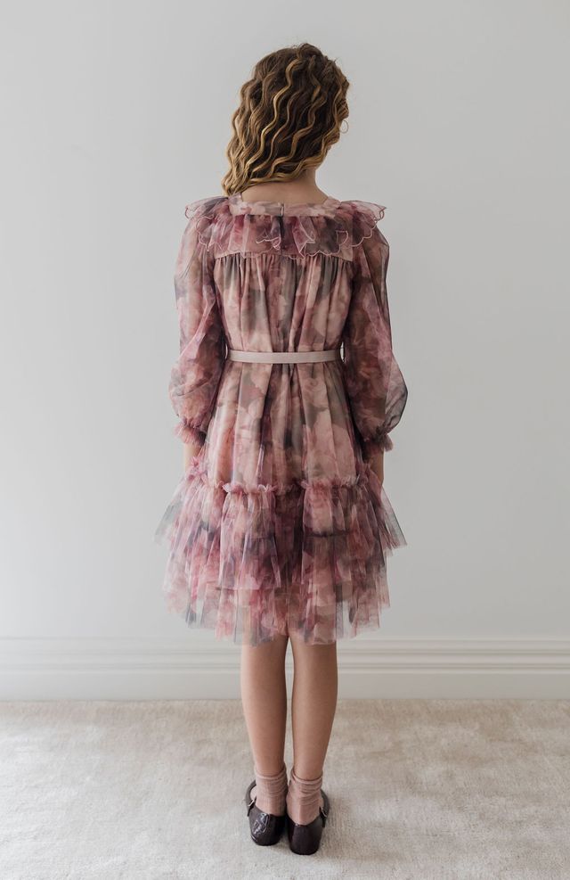 Petite Amalie Photo Rose Printed Tulle Dress