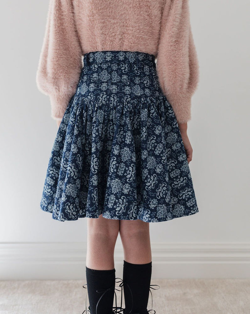 Steph the Label Fleur de Lis Denim Skirt