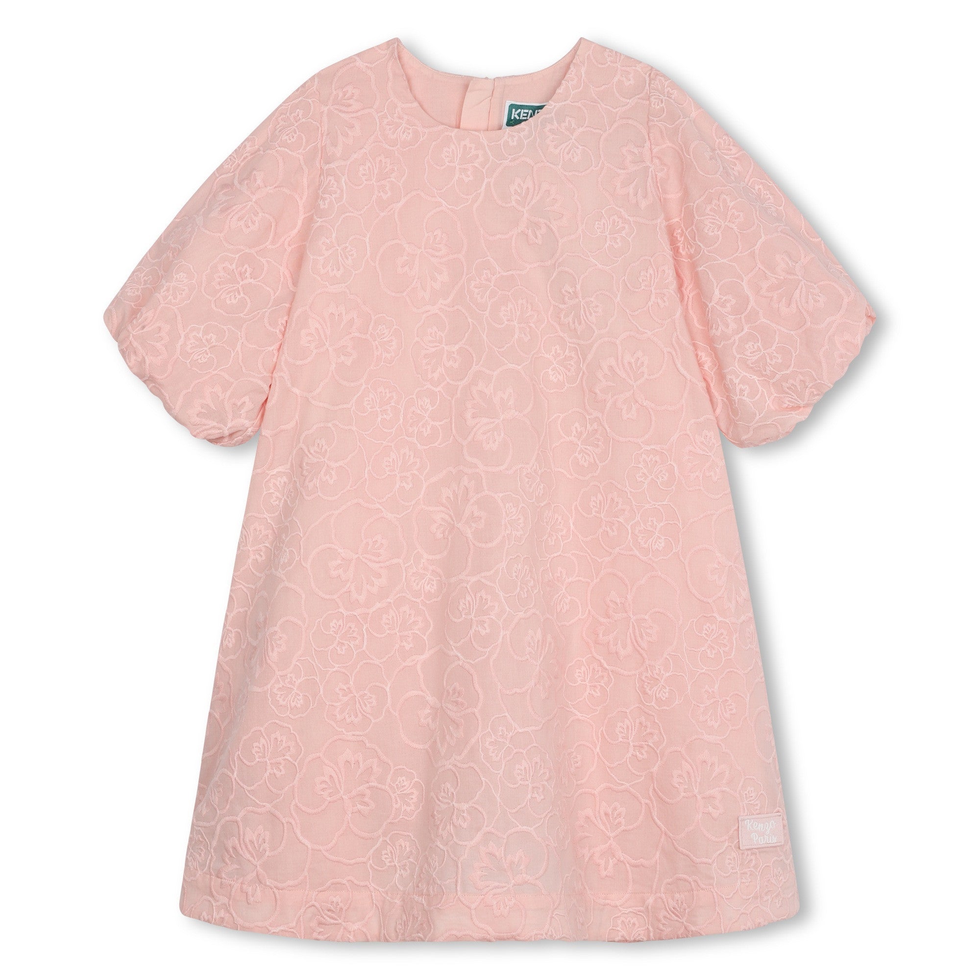 Kenzo Kids Flower' Embroidered Cotton Dress Pastel Pink Size 10YRS