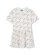 Kenzo Branded all Over Jersey Dress - Off White