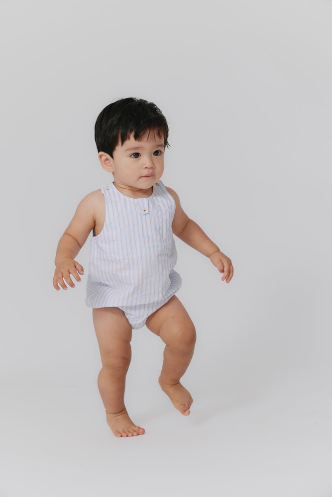 Kipp Lucas Striped Bubble Romper - Light Blue