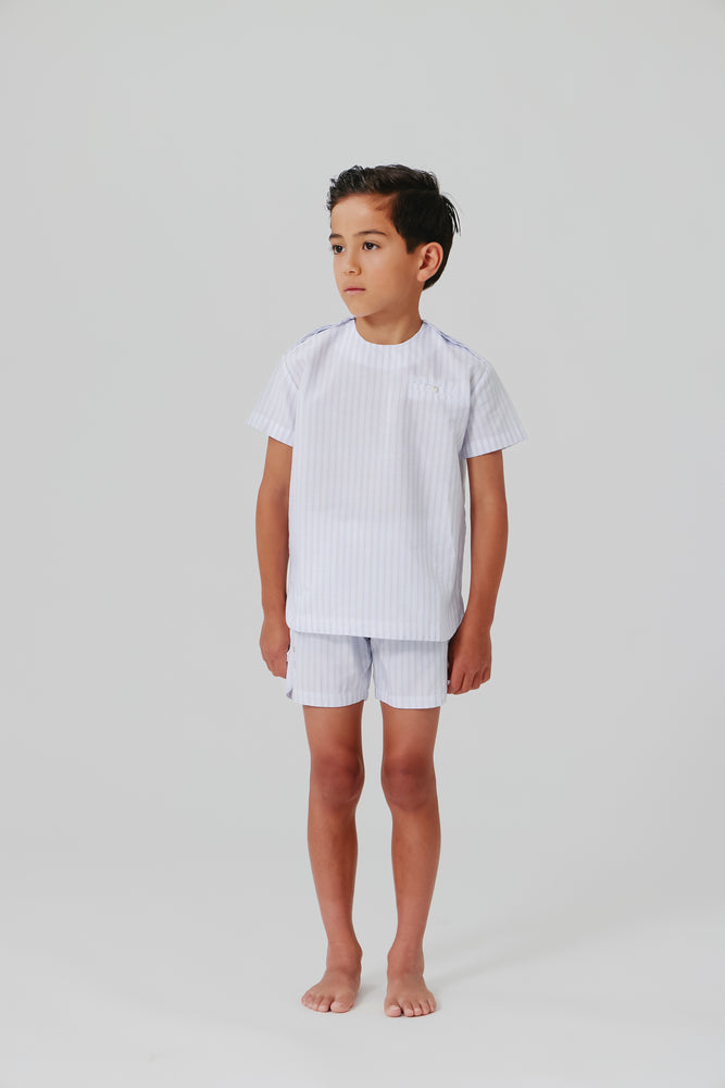 Kipp Lucas Stripe Pull On Shorts - Light Blue