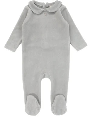 Lilette Velour Collar Footie - Dusty Blue