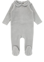 Lilette Velour Collar Footie - Dusty Blue