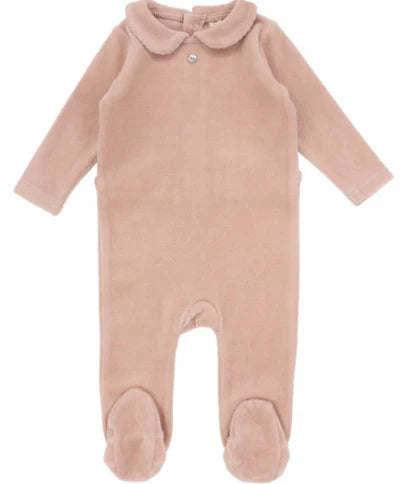 Lilette Velour Collar Footie - Dusty Pink