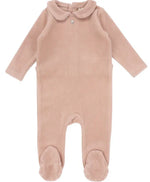Lilette Velour Collar Footie - Dusty Pink