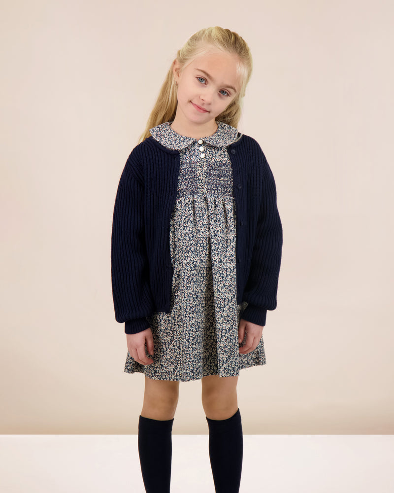 Analogie Daisy Floral Dress - Dusty Blue