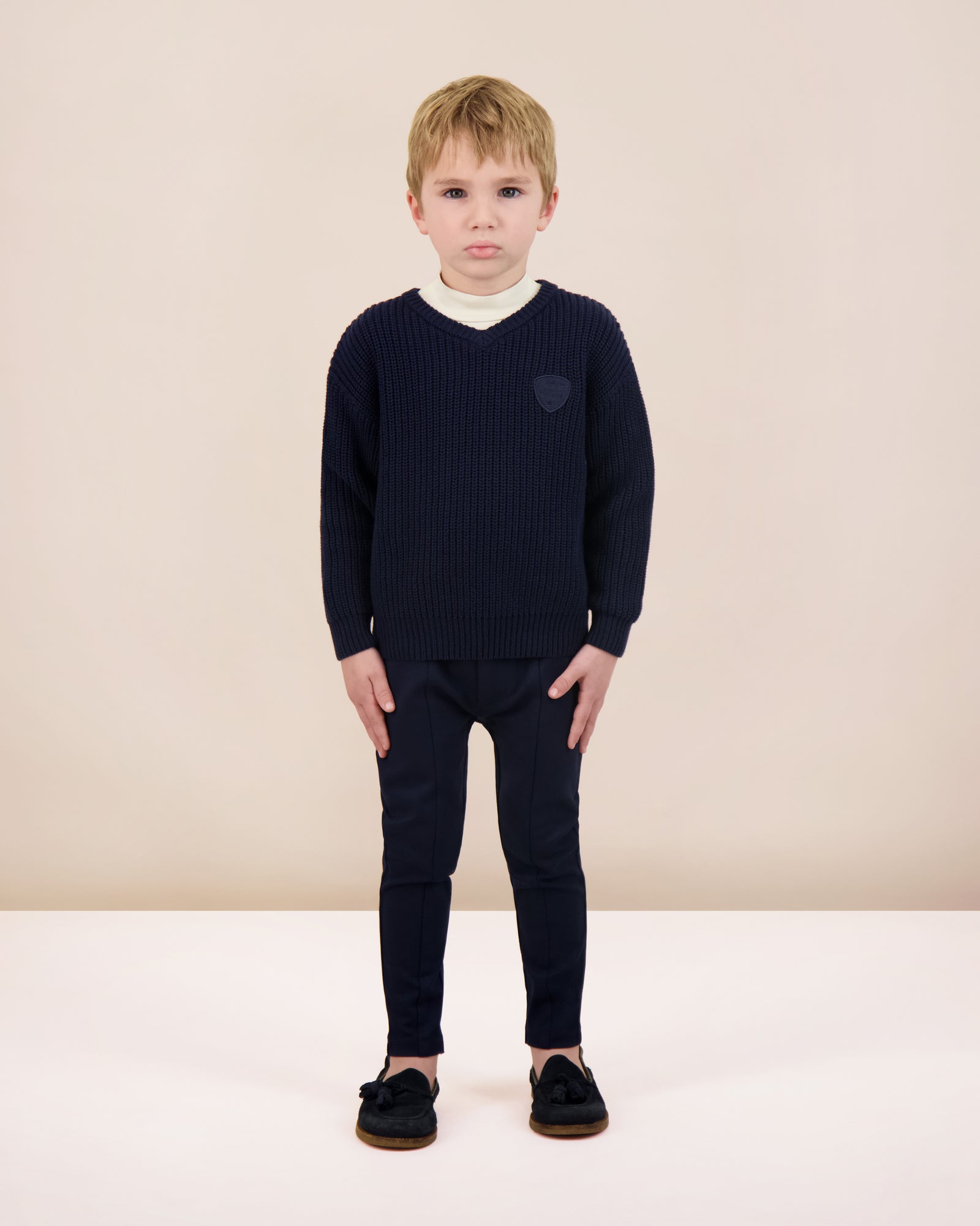 Analogie Knit V-neck Sweater - Navy – The Shoppe Miami