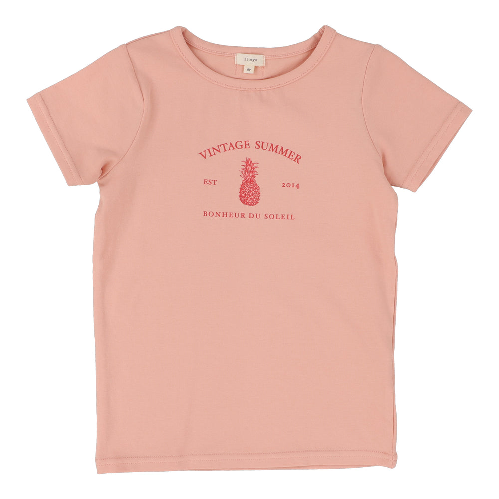 Lil Legs Girls Short Sleeve Print Tee - Coral