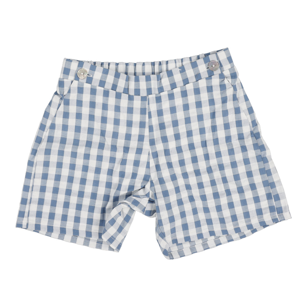 Analogie Gingham Pull on Shorts - Bright Blue