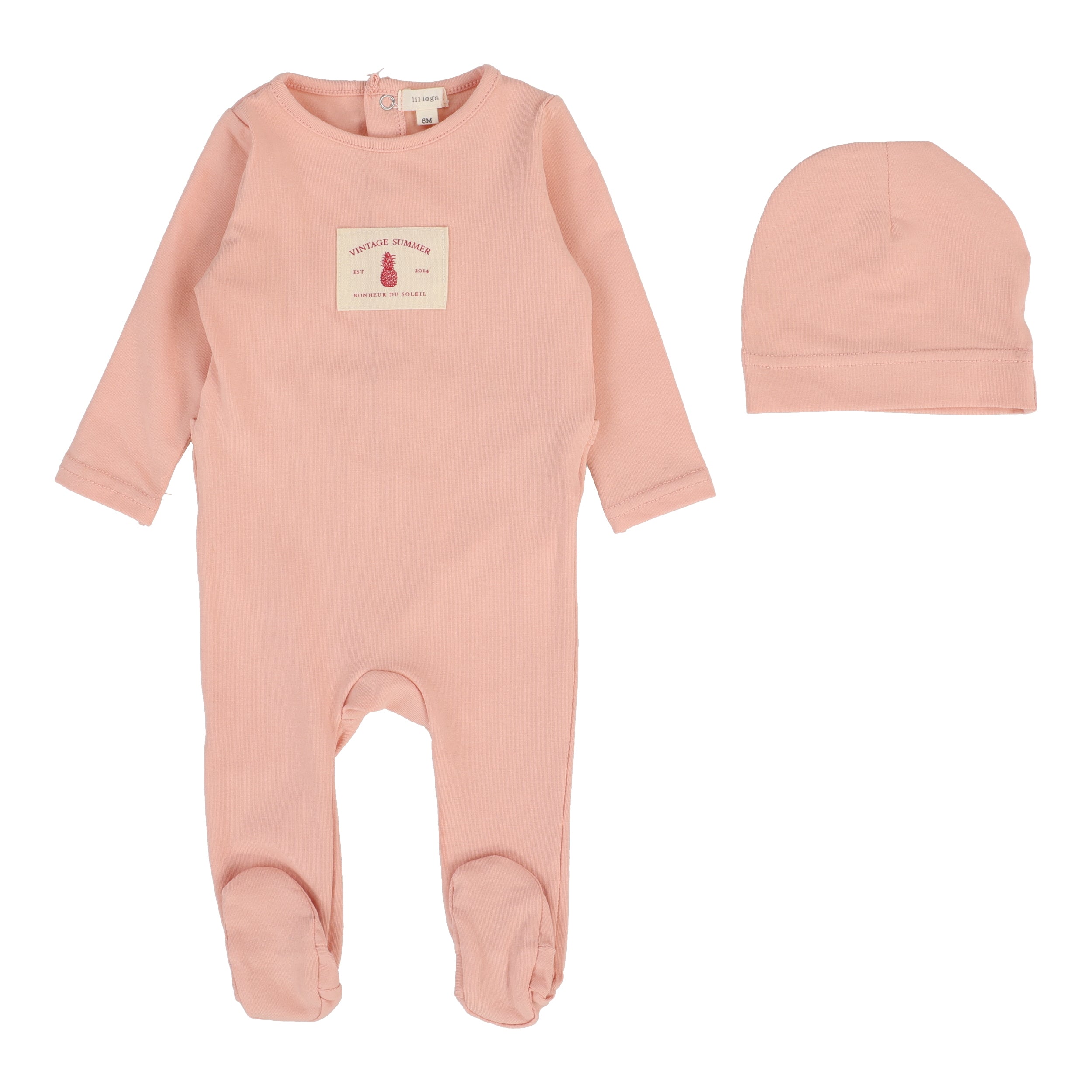 Lil Legs Contrast Footie & Beanie - Coral