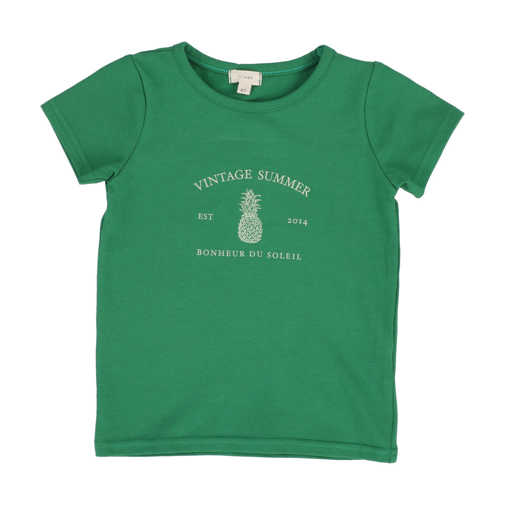 Lil Legs Girls Short Sleeve Print Tee - Green