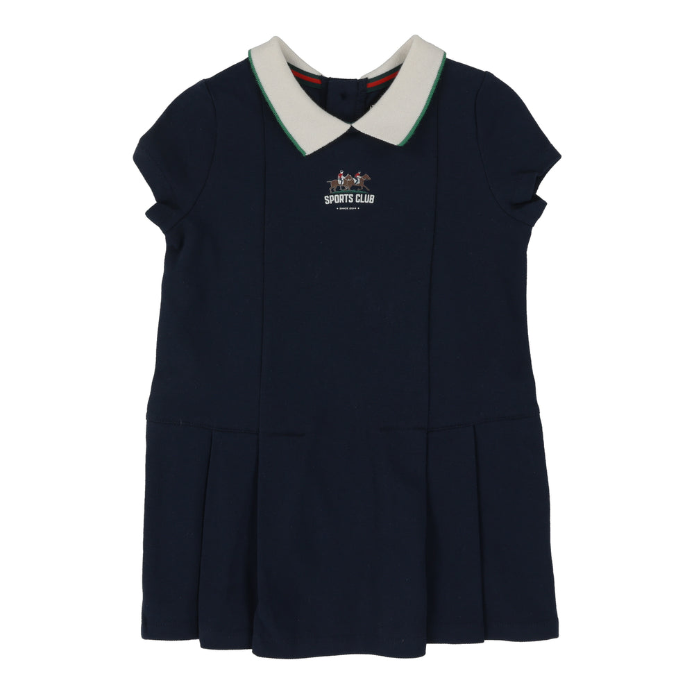 Analogie Short Sleeve Pique Dress - Navy