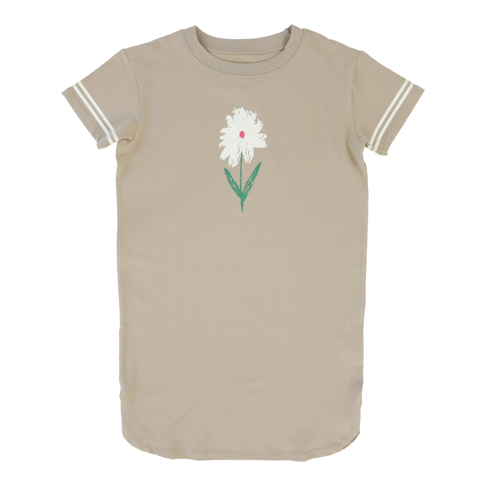 Analogie Short Sleeve Taupe Flower Dress