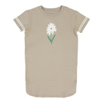 Analogie Short Sleeve Taupe Flower Dress