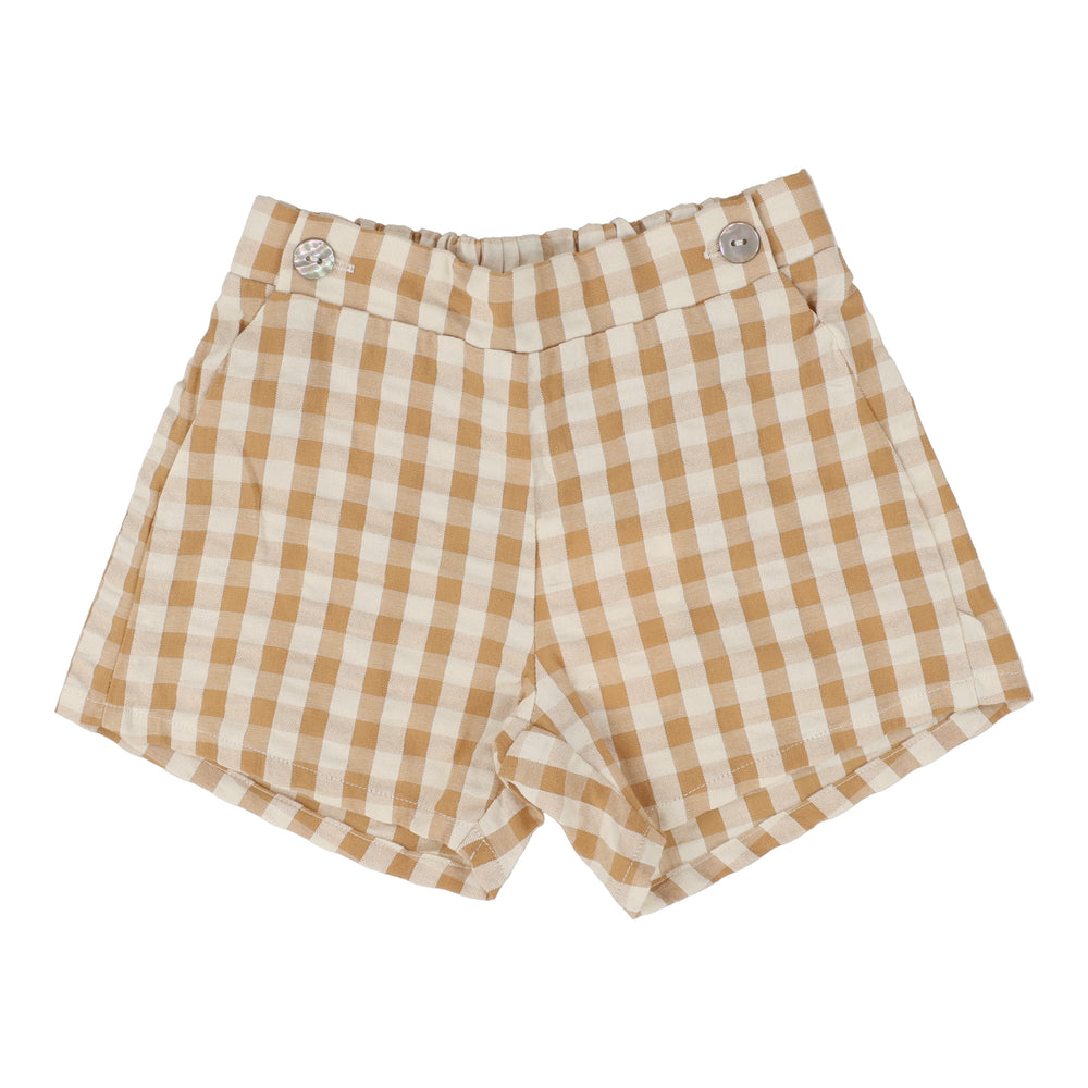 Analogie Gingham Pull on Shorts - Golden