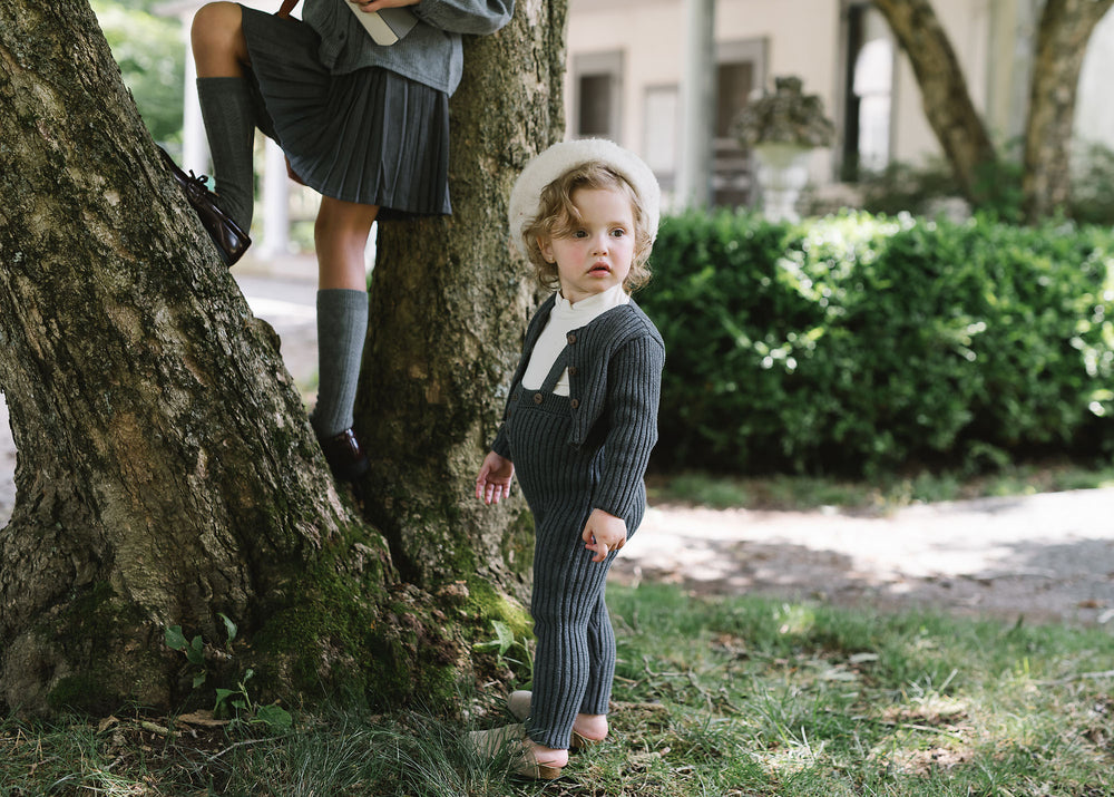 Analogie Rib Knit Overalls - Grey